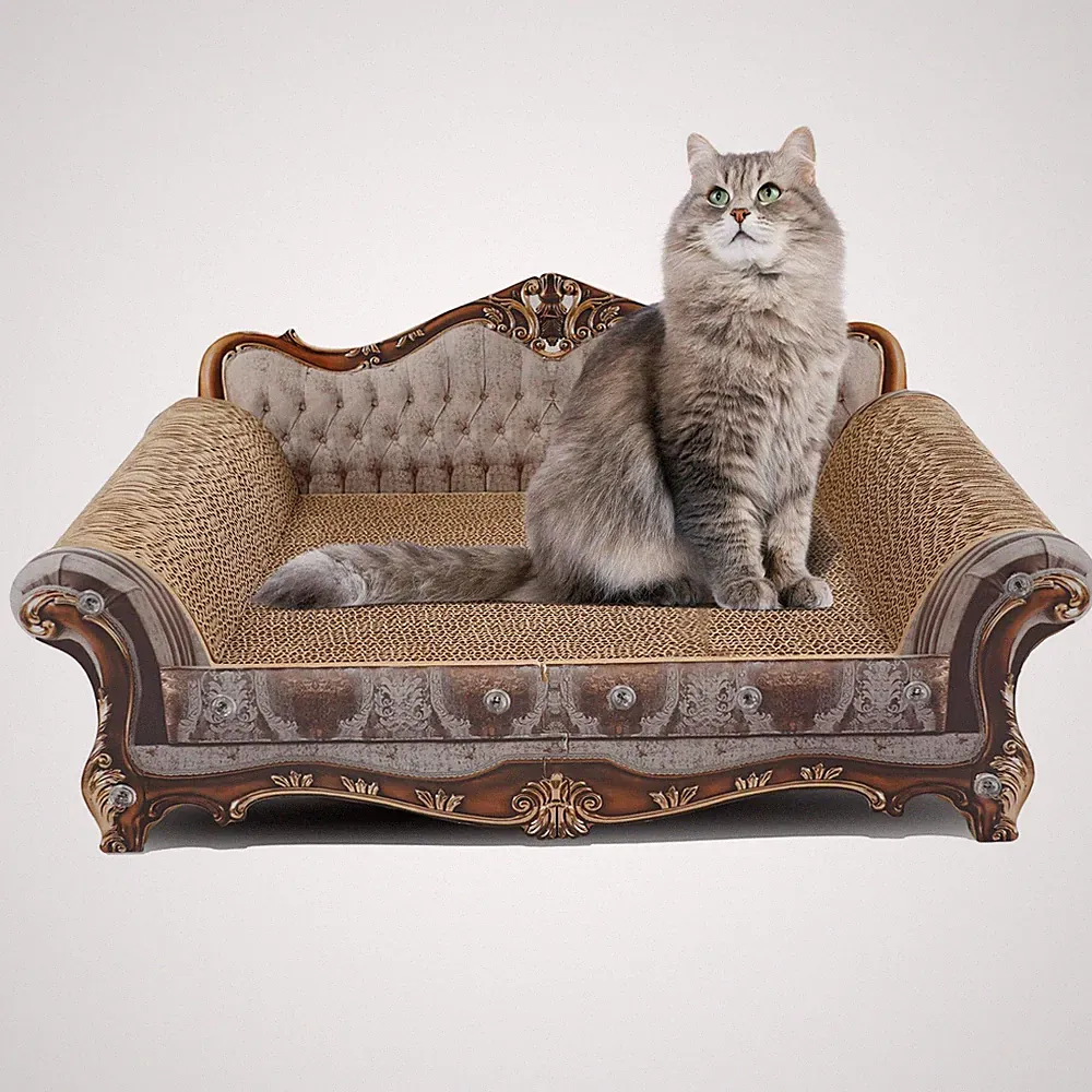 Sofa Shaped Scratching Couch,Thick Scratching Cardboard, Lounge Bed for Indoo...